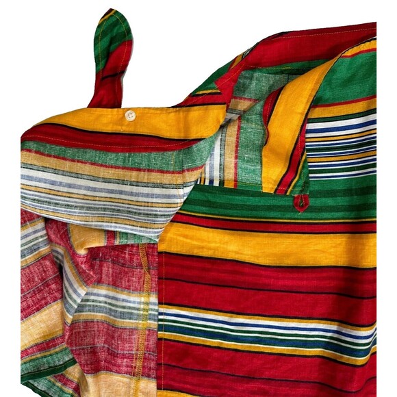 Vintage Eddie Bauer Wrap Mini Skirt Linen Red Orange Green Stripe Size 4 Western - Picture 8 of 13